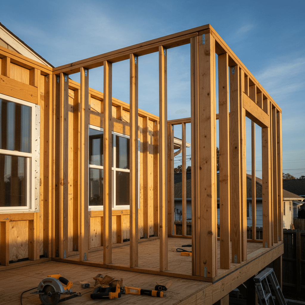 Home addition framing and structural work